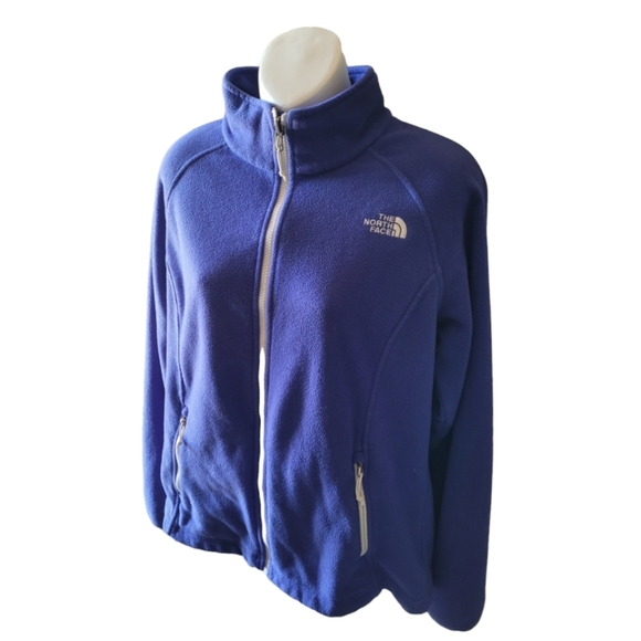 The Northface Royal Blue and White Zip Front Fleece Jacket Women's Size Large - Picture 3 of 6
